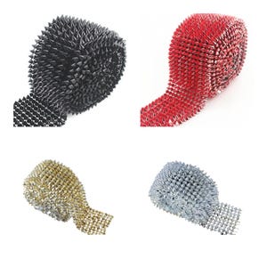 Spike Mesh Roll Trim 5 yard Silver, Gold, Black, Red Color for Costumes and Wedding, Tables, Decorations, Cakes, Jewelry Making