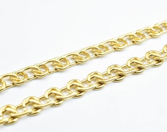 Cadena chapada en oro de 18 quilates, 4 mm de ancho: oro resistente al deslustre, duradera / 49 cm de largo, cierre incluido.