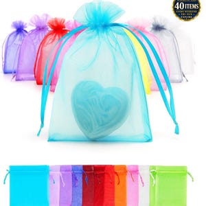 Organza Bags Sheer Drawstring Gift Bags - 100 Pcs, Transparent Satin Fabric, Durable, Wedding Favors & Jewelry Storage