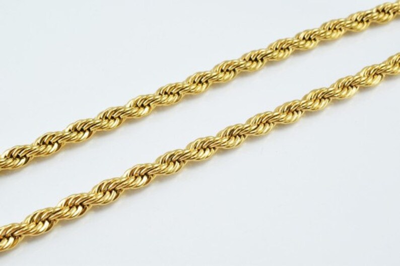 18K Gold Plated Rope Chain 2mm GFC114 Sold by Foot Etsy