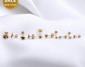Ball Stud Earrings - Gold Filled Alternative Multiple Sizes, Minimalist Round Design - Hypoallergenic, Everyday Wear