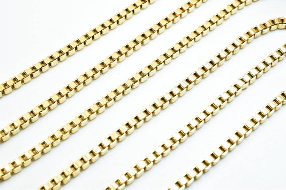 3mm 18k Gold Filled Alternative   Box Chain: Tarnish Resistant Finish -  , Jewelry Craft Supply, 3mm Thickness