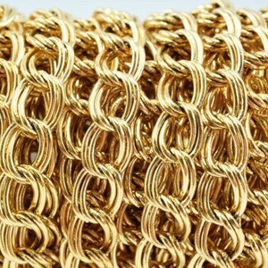 New Gold Plated tarnish resistant double link /parallel chain 18k size 6x2mm for jewelry making gfc47 sold by foot image 4