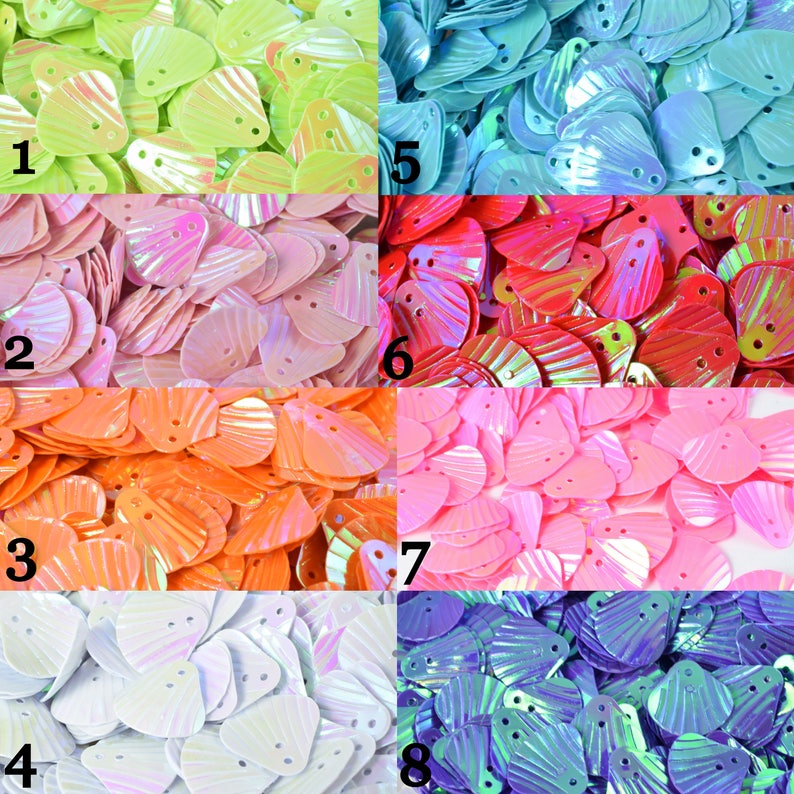12mm Iridescent Multi Tone Sequins Seashell Shape Beachy SequinsLoose Paillettes,Wholesale Shell Shimmering Sequin Apparel,Shoe Decor