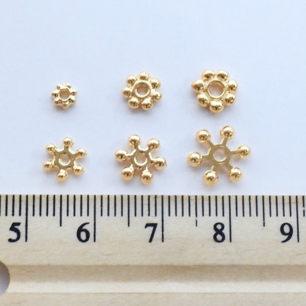 Daisy Flower Gold Filled EP Spacer Flower Roundel 4mm,6mm,7mm,8mm,10mm