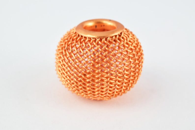 6 PCs Wire Mesh Beads Basketball wives large hole Round Beads 18mm metal jewelry big hoop earring chunky bead jewelry making