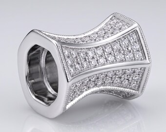 Cuenta espaciadora cónica lateral con micro pavé, circonita cúbica transparente (11x9,5 mm, rodio, oro resistente al deslustre, componentes para joyería)