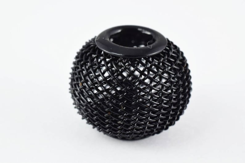6 PCs Wire Mesh Beads Basketball wives large hole Round Beads 18mm metal jewelry big hoop earring chunky bead jewelry making