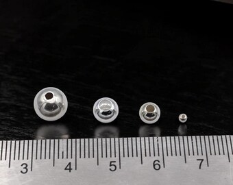 Spacer Beads Smooth Sterling Silver Round Beads, Polished Finish (2mm-8mm Sizes, Durable, Tarnish Resistant)