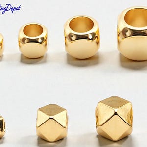 Cube Hexagon Beads Faceted Gold Filled Alternative: Tarnish-Resistant EP, 2mm-6mm Sizes | Durable Finish, Jewelry Making Supplies