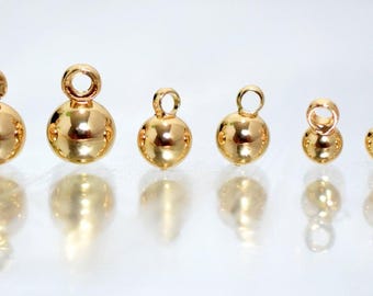 Autres perles de suspension unies en or 18 carats, éléments résistants à la ternissure, plusieurs tailles 3 mm-12 mm, base, fournitures créatives pour bijoux