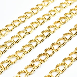 New Gold Plated tarnish resistant double link /parallel chain 18k size 6x2mm for jewelry making gfc47 sold by foot image 5