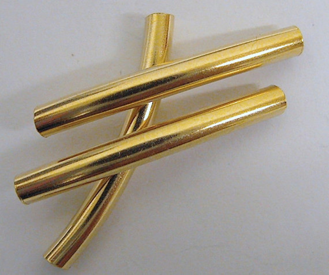 18K Gold Filled Tube 3x35mm Gold Filled Plain Curve Tube Etsy