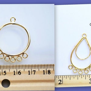 18Kゴールドフィルド風、EPシャンデリアイヤリング金具 - ジュエリー作りに最適なラウンドティアドロップシェイプ