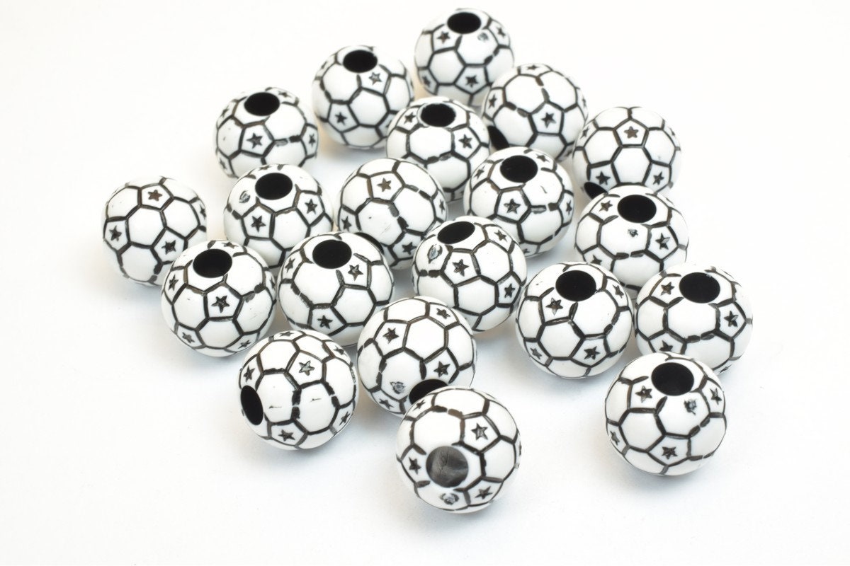 25 PCs Soccer Ball Beads Plastic Acrylic Beads Round Beads Etsy