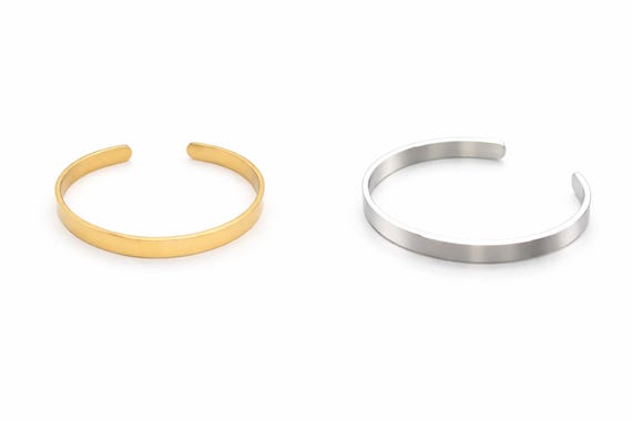 Gold Stainless Steel Bracelet Cuff: Adjustable Minimalist Design, Polished Luxury Finish | 6mm Width, Durable, Comfortable Fit