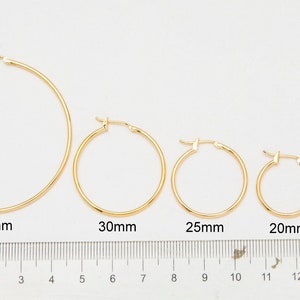 万能なゴールドフィルドEPフープイヤリング - 肌に優しく耐水性、15mmから50mmの安全でエレガントなデザイン