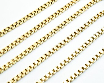 3mm 18k Gold Filled Look, EP box chain for jewelry making GFC064H sold by foot