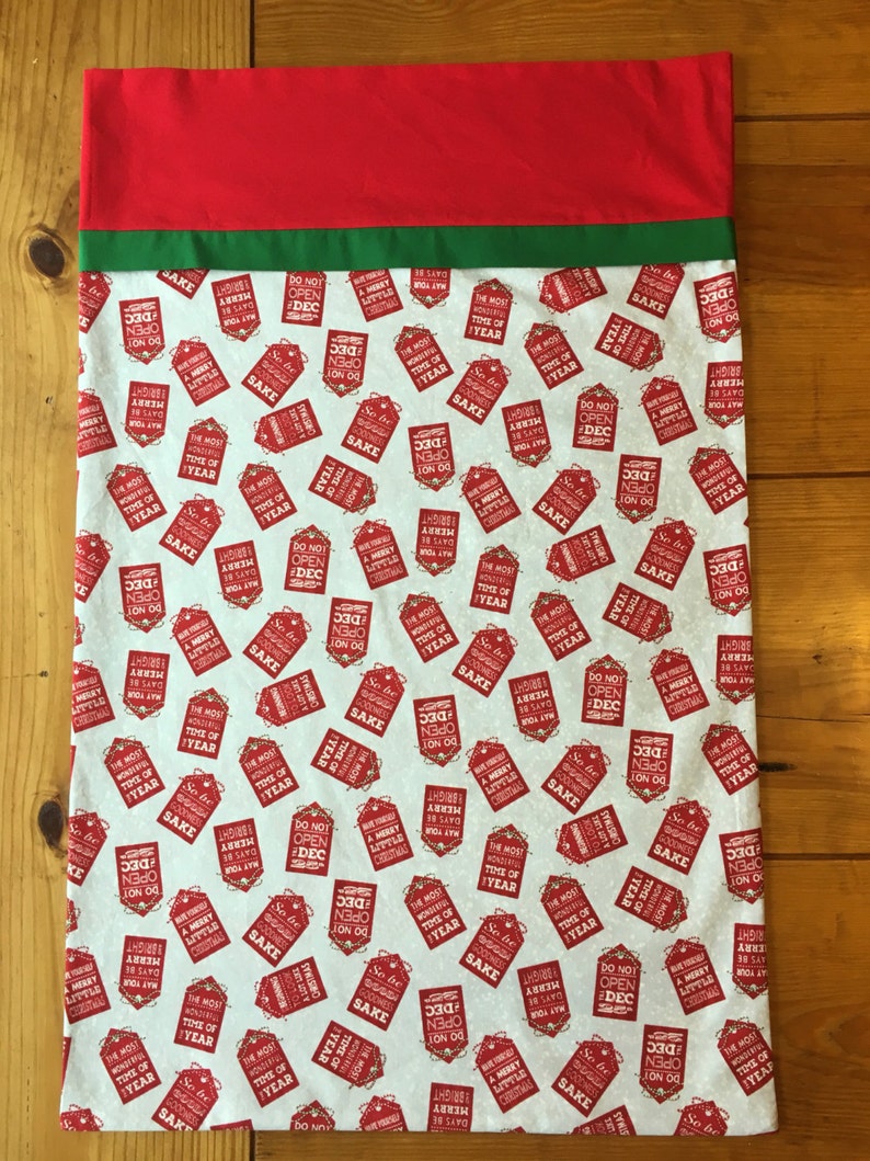 Handmade Christmas pillowcase featuring Chistmas gift tags Etsy