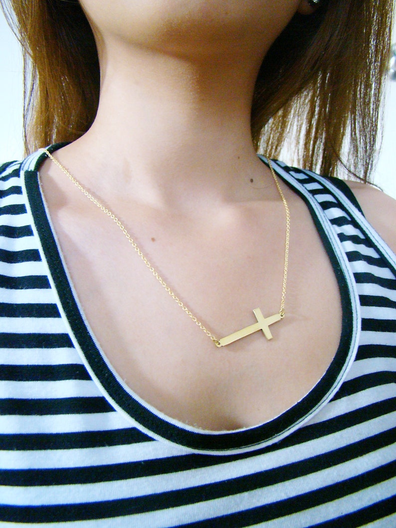 Cross necklace-Handcrafted Customize Name Necklace-Personalized Name Jewelry in Brass-Personal gifts-Custom gifts