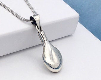 Sterling Silver Teardrop Urn Necklace: Cremation Jewelry Ashes Keepsake