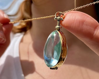 New Fillable Gold Locket Teardrop Gold Locket for Charms Gold Locket Pendant Empty Gold Locket Antique Gold Floating Locket 21 Birthday Gift