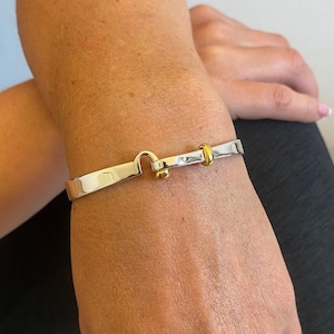 Gold Vermeil and Sterling Silver Two tone Bangle for Women Silver Gold Vermeil Bangle 21st Birthday Gift for Her Gold and Silver Bracelet