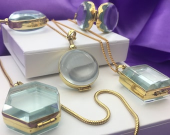 Medium Deep Shaker Lockets Fillable Deep Gold Heart Locket Personalized Gold Locket Gold Deep Locket for Gemstones and Birthstone Lockets