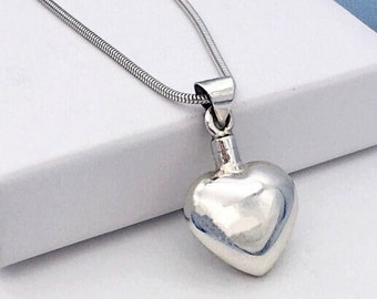 Sterling Silver Urn Jewelry Heart Shape Urn Ashes Pendant Jewellery that holds Ashes Best Cremation Jewelry UK Cremation Ashes Jewellery UK