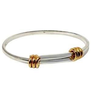 Gold Vermeil Silver Bangle Springy Silver Bangle Gold Bangle Christening Bangle Expandable Bracelet Bangle with Coils Sterling Silver Bangle