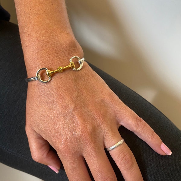 Small Gold Horsebit Bracelet for Small Wrist Gold Vermeil Horsebit Bangle Snafflebit Bracelet Personalized Horse Jewelry Equestrian Jewelry