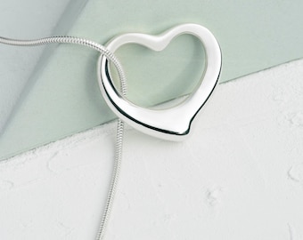 Sterling Silver Open Heart Necklace Eco-Friendly Jewelry Perfect Valentine's Day Gift Girlfriend Gift Wife Jewelry Gift BFF Gift First Love