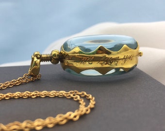 Fillable Locket Gold Filigree Locket for Crystal Personalized Jewelry See-thru Locket for Gemstones Gold Locket Oval Birthstone Pendant