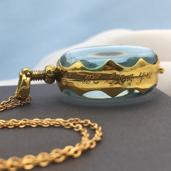 Fillable Locket Gold Filigree Locket for Crystal Personalized Jewelry See-thru Locket for Gemstones Gold Locket Oval Birthstone Pendant