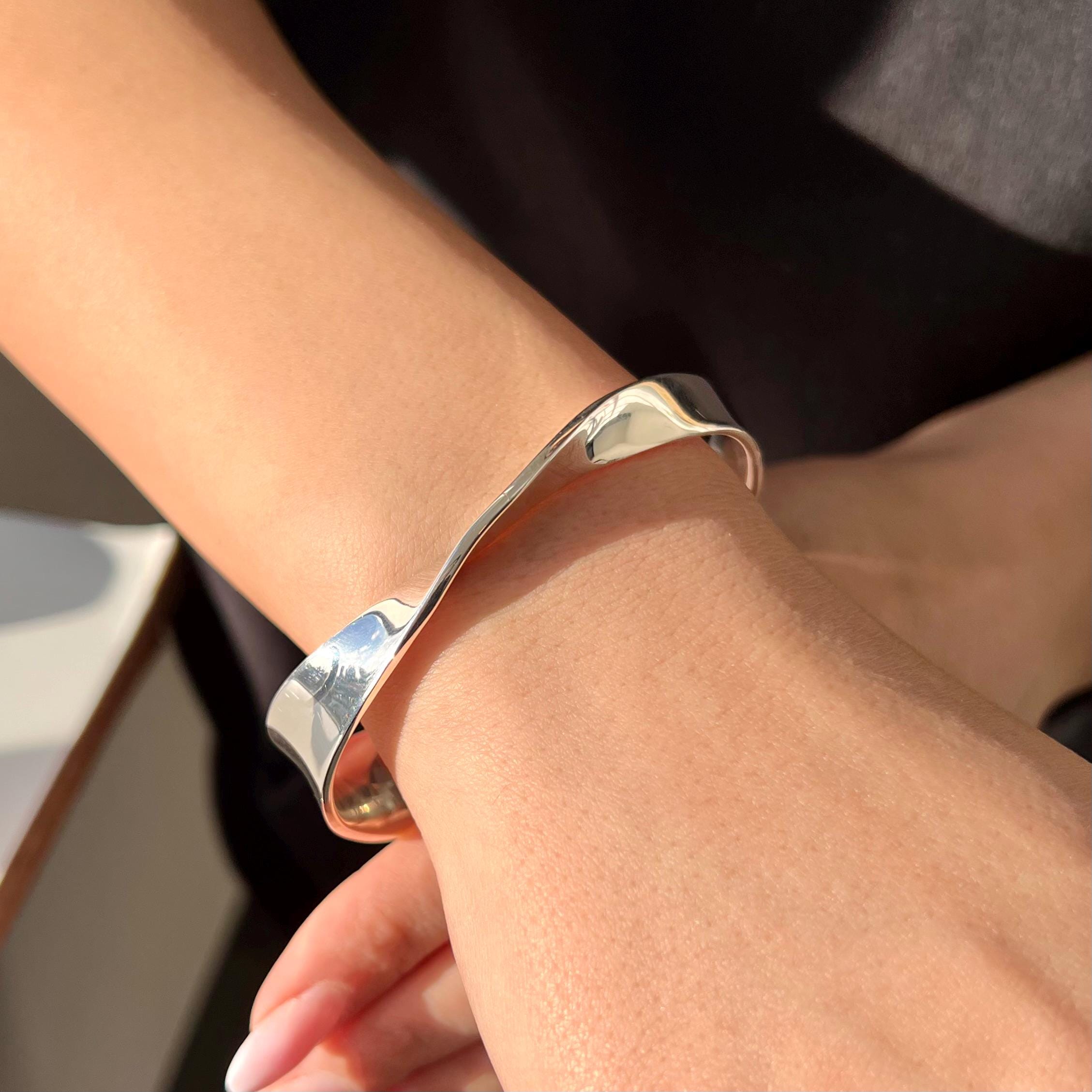 アクセサリー Vintage Silver Moebius Foop Bracelet 925 Vintage Handmade 925 Sterling Silver Moebius Ring Wrap