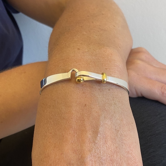 Two-tone Sterling Silver and Gold Vermeil Bangle for Women Solid Silver and Gold  Bangle 21st Birthday Gift for Her Gold Vermeil Bracelet - Etsy