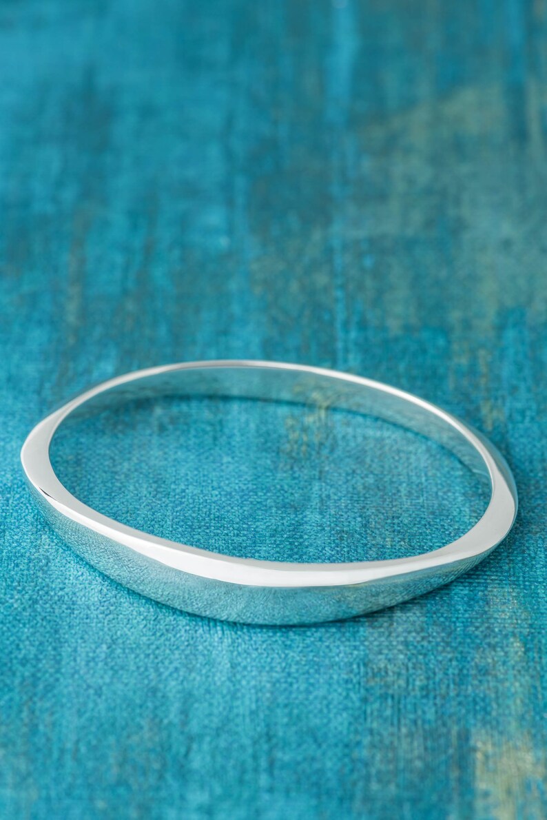 Large Wrist Silver Whole Oval Bangle Bracelet Over the Hand Etsy