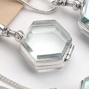 Antique Locket Necklace for 2 Photo Silver Locket Necklace Hair Locket Necklace Hexagon Locket Necklace Jewelry to Remember a Loved One