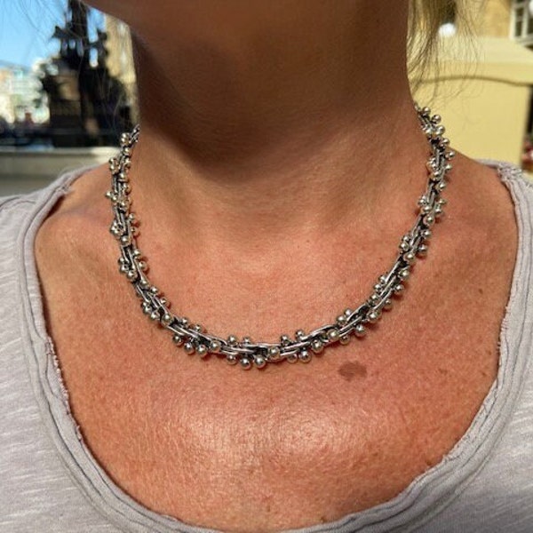 18 inch Silver Peppercorn Necklace 45 cm William Spratling Inspired DNA Necklace Silver Wedding Anniversary Necklace Statement Necklace