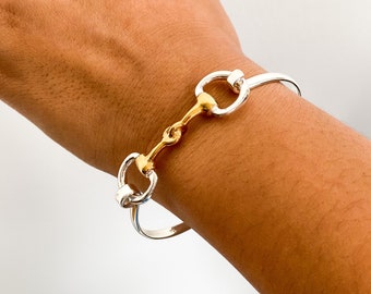 Gold Horse Bit Bracelet for Large Wrist Gold Vermeil Horsebit Bangle Horse Bit Bangle Snaffle Bit Bracelet Personalized Gold Horse Jewely