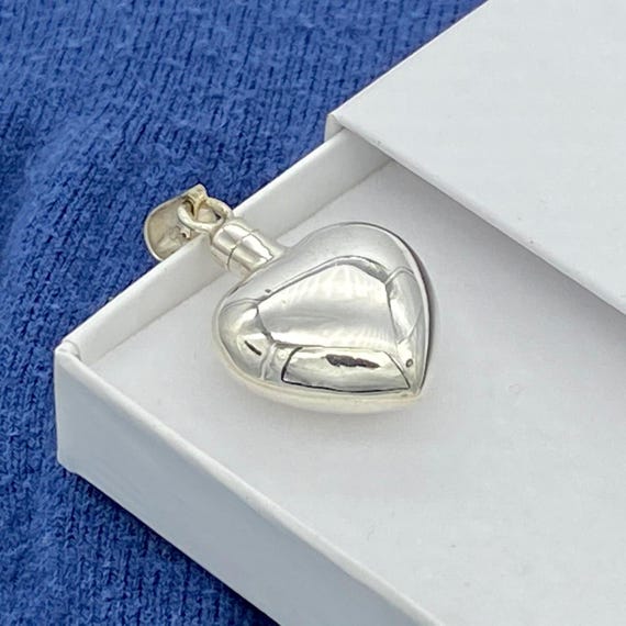 Sterling Silver Heart Urn Pendant: Cremation Ashes Jewelry Urn Necklace
