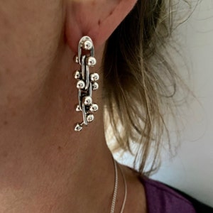 Sterling Silver Peppercorn Earrings- William Spratling Inspired Design-Evening Jewelry-Etsy Earrings with Balls-Handmade Silver Stud Earring