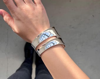 Chunky Cuff Bangle Silver Cuff Bracelet for Women Chunky Bangle  Chunky Scandinavian Bracelet 25th Anniversary 60th Birthday Gift for Women