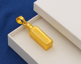 Colgante de urna de oro vermeil de 18 quilates grabado: collar de urna de plata conmemorativo de cremación