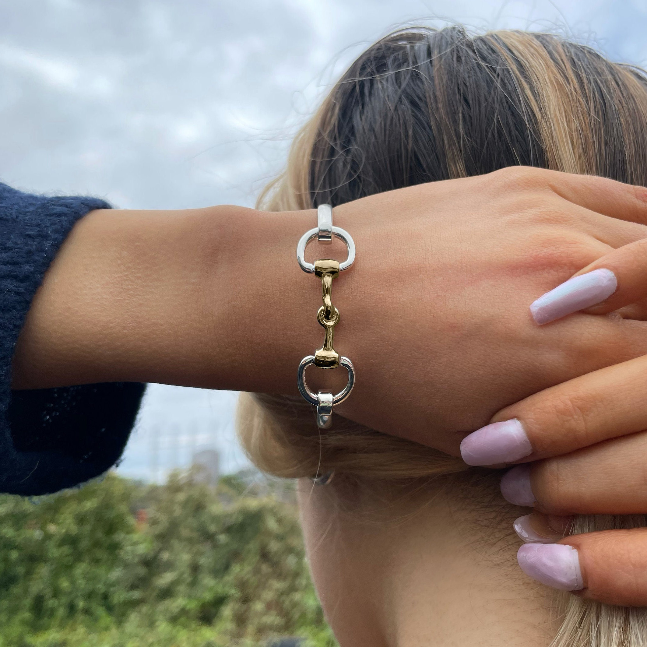 Rose Gold Horsebit Bracelet in Sterling Silver - kellinsilver.com