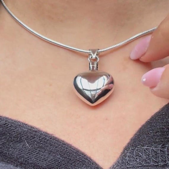 Silver Hearts Cremation Locket Urn Pendant - Memorial Ashes Necklace For Loss
