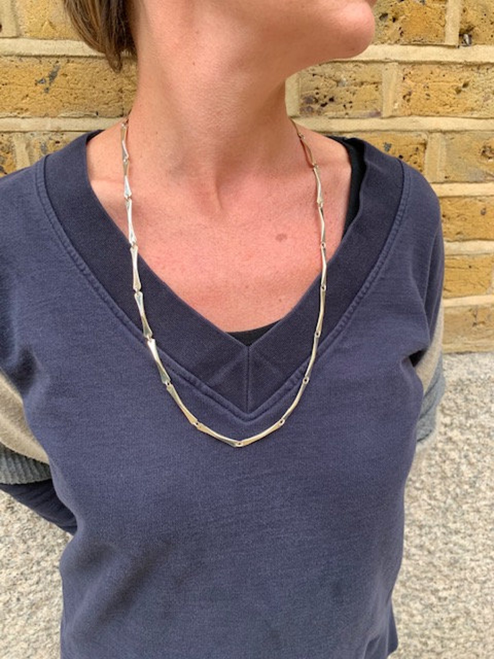 Personalized Silver Necklace Long Silver Necklace 25th Wedding Etsy UK