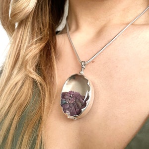 Personalized Silver Birthstone Necklace for Birthdays in July - Sterling Silver Locket Necklace with Rubies