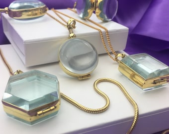 Ciondolo in vermeil d'oro 18 carati per pietre preziose Ciondolo in oro 18 carati per ceneri Ciondolo personalizzato in vermeil d'oro Collana con nome Ciondolo in oro con incisione