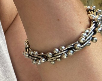 Vintage Mexico Sterling Silver Silpada Peppercorn Link Chunky Bead 